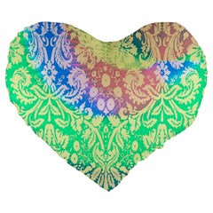 Hippie Fabric Background Tie Dye Large 19  Premium Flano Heart Shape Cushions by Ravend