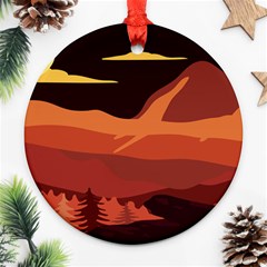 Mountain Forest Full Moon Ornament (round) by Ravend