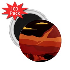 Mountain Forest Full Moon 2 25  Magnets (100 Pack)  by Ravend