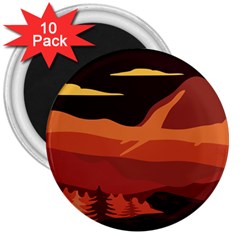 Mountain Forest Full Moon 3  Magnets (10 Pack)  by Ravend