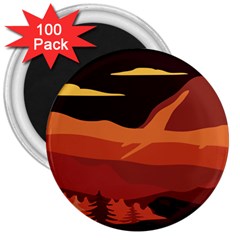 Mountain Forest Full Moon 3  Magnets (100 Pack)