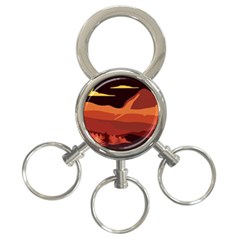 Mountain Forest Full Moon 3-ring Key Chain by Ravend