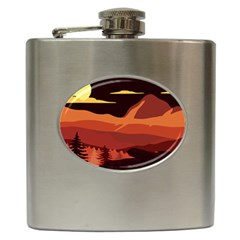 Mountain Forest Full Moon Hip Flask (6 Oz)