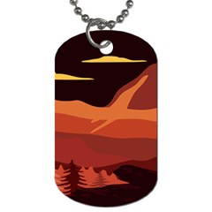 Mountain Forest Full Moon Dog Tag (two Sides) by Ravend