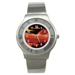 Mountain Forest Full Moon Stainless Steel Watch by Ravend