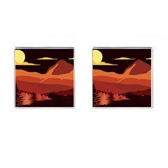 Mountain Forest Full Moon Cufflinks (square) by Ravend