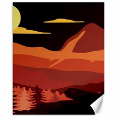 Mountain Forest Full Moon Canvas 11  X 14  by Ravend