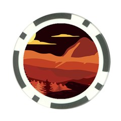 Mountain Forest Full Moon Poker Chip Card Guard by Ravend