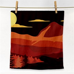 Mountain Forest Full Moon Face Towel by Ravend