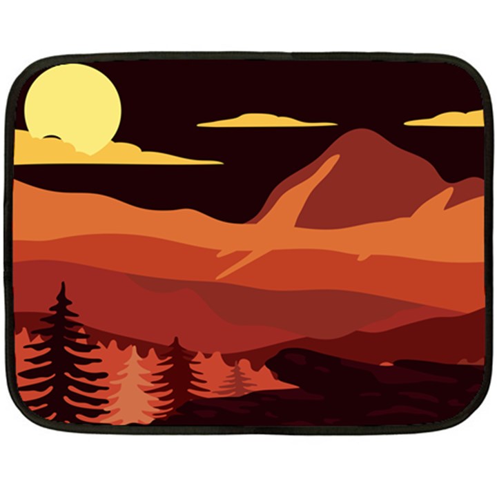 Mountain Forest Full Moon Double Sided Fleece Blanket (Mini) 