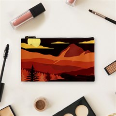 Mountain Forest Full Moon Cosmetic Bag (small) by Ravend