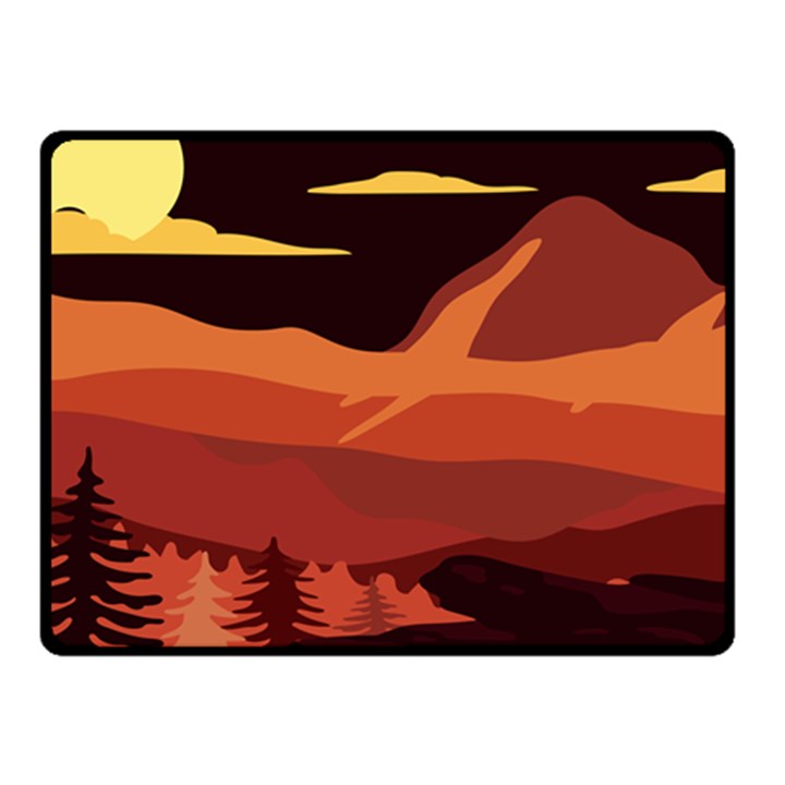 Mountain Forest Full Moon Fleece Blanket (Small)