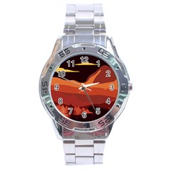 Mountain Forest Full Moon Stainless Steel Analogue Watch by Ravend