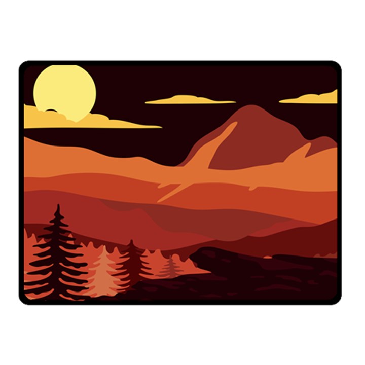 Mountain Forest Full Moon Double Sided Fleece Blanket (Small) 