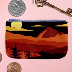 Mountain Forest Full Moon Large Coin Purse by Ravend