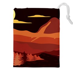 Mountain Forest Full Moon Drawstring Pouch (4xl) by Ravend