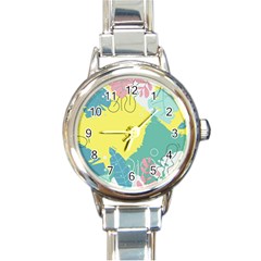 Plants Leaves Border Frame Round Italian Charm Watch by Ravend