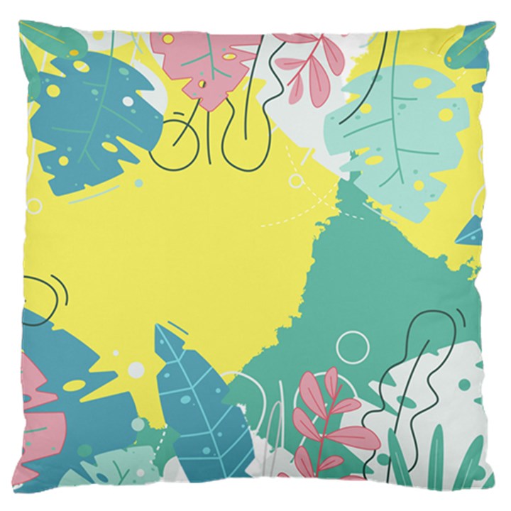 Plants Leaves Border Frame Large Flano Cushion Case (One Side)