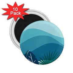 Palm Leaves Waves Mountains Hills 2 25  Magnets (10 Pack)  by Ravend