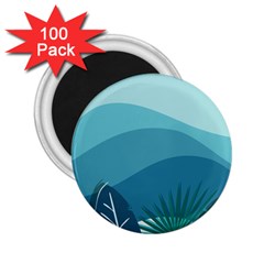 Palm Leaves Waves Mountains Hills 2 25  Magnets (100 Pack)  by Ravend