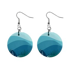 Palm Leaves Waves Mountains Hills Mini Button Earrings