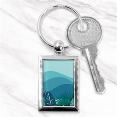 Palm Leaves Waves Mountains Hills Key Chain (rectangle) by Ravend