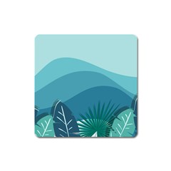 Palm Leaves Waves Mountains Hills Square Magnet by Ravend