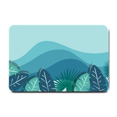 Palm Leaves Waves Mountains Hills Small Doormat  by Ravend