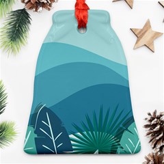 Palm Leaves Waves Mountains Hills Ornament (bell) by Ravend