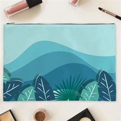 Palm Leaves Waves Mountains Hills Cosmetic Bag (xxl) by Ravend