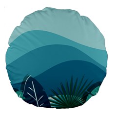 Palm Leaves Waves Mountains Hills Large 18  Premium Round Cushions by Ravend