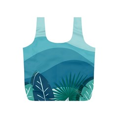 Palm Leaves Waves Mountains Hills Full Print Recycle Bag (s) by Ravend