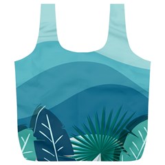 Palm Leaves Waves Mountains Hills Full Print Recycle Bag (xl) by Ravend