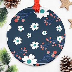 Floral Digital Paper Background Ornament (round) by Ravend