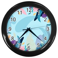 Illustration Leaves Leaf Nature Background Plant Wall Clock (black) by Ravend