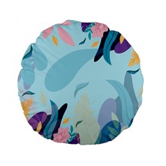 Illustration Leaves Leaf Nature Background Plant Standard 15  Premium Flano Round Cushions by Ravend