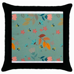 Background Flower Plant Leaves Throw Pillow Case (black) by Ravend