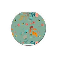 Background Flower Plant Leaves Magnet 3  (round) by Ravend