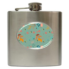 Background Flower Plant Leaves Hip Flask (6 Oz)