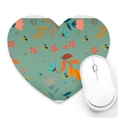 Background Flower Plant Leaves Heart Mousepads by Ravend