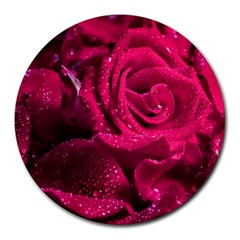 Water Rose Pink Background Flower Round Mousepads by Ravend