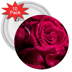 Water Rose Pink Background Flower 3  Buttons (10 Pack)  by Ravend