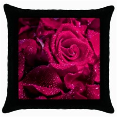 Water Rose Pink Background Flower Throw Pillow Case (black) by Ravend