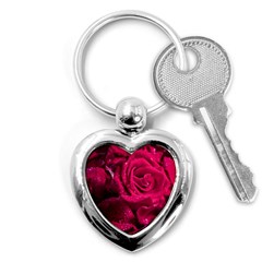 Water Rose Pink Background Flower Key Chain (heart) by Ravend