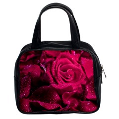 Water Rose Pink Background Flower Classic Handbag (two Sides) by Ravend