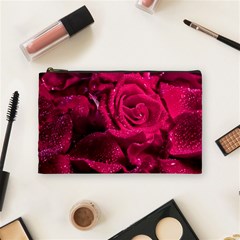 Water Rose Pink Background Flower Cosmetic Bag (medium) by Ravend