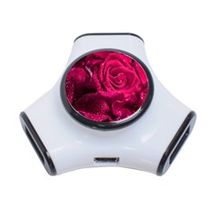 Water Rose Pink Background Flower 3-port Usb Hub by Ravend