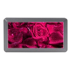 Water Rose Pink Background Flower Memory Card Reader (mini) by Ravend