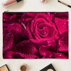 Water Rose Pink Background Flower Cosmetic Bag (xxxl) by Ravend