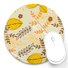 Leaves Flowers Background Wallpaper Round Mousepads by Ravend